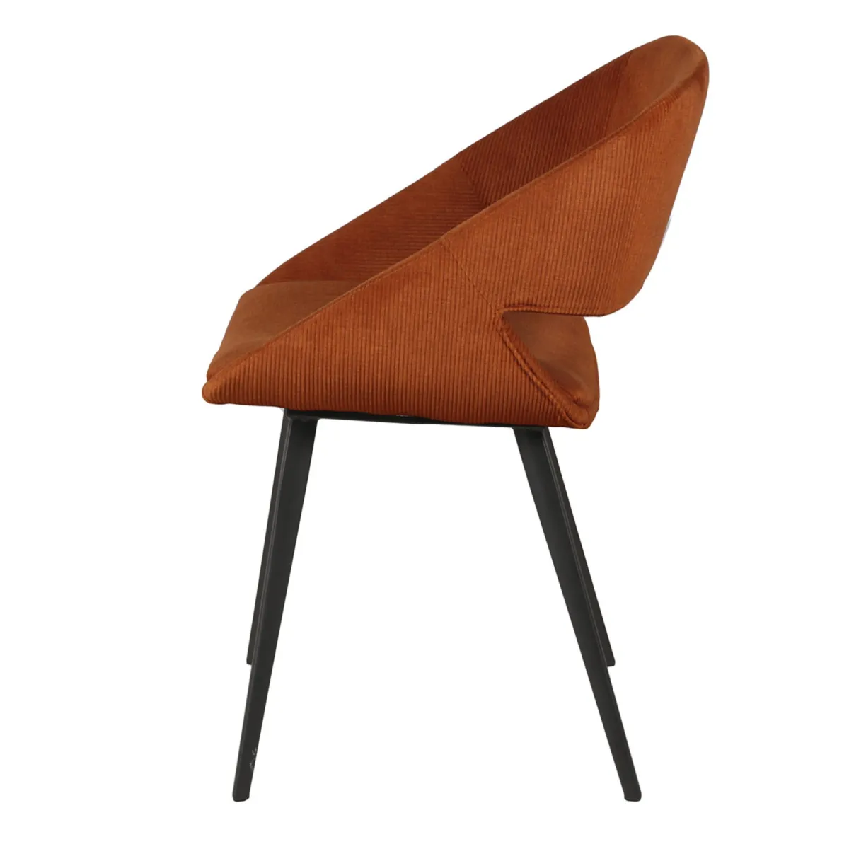 Lot de 2 chaises de salle à manger velours côtelé (Assise 49 cm) Orka Cognac