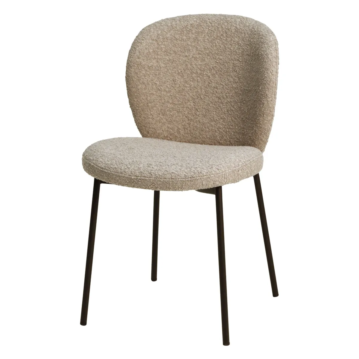 Lot de 2 chaises de salle à manger bouclette (Assise 48,5 cm) Isla Beige sable