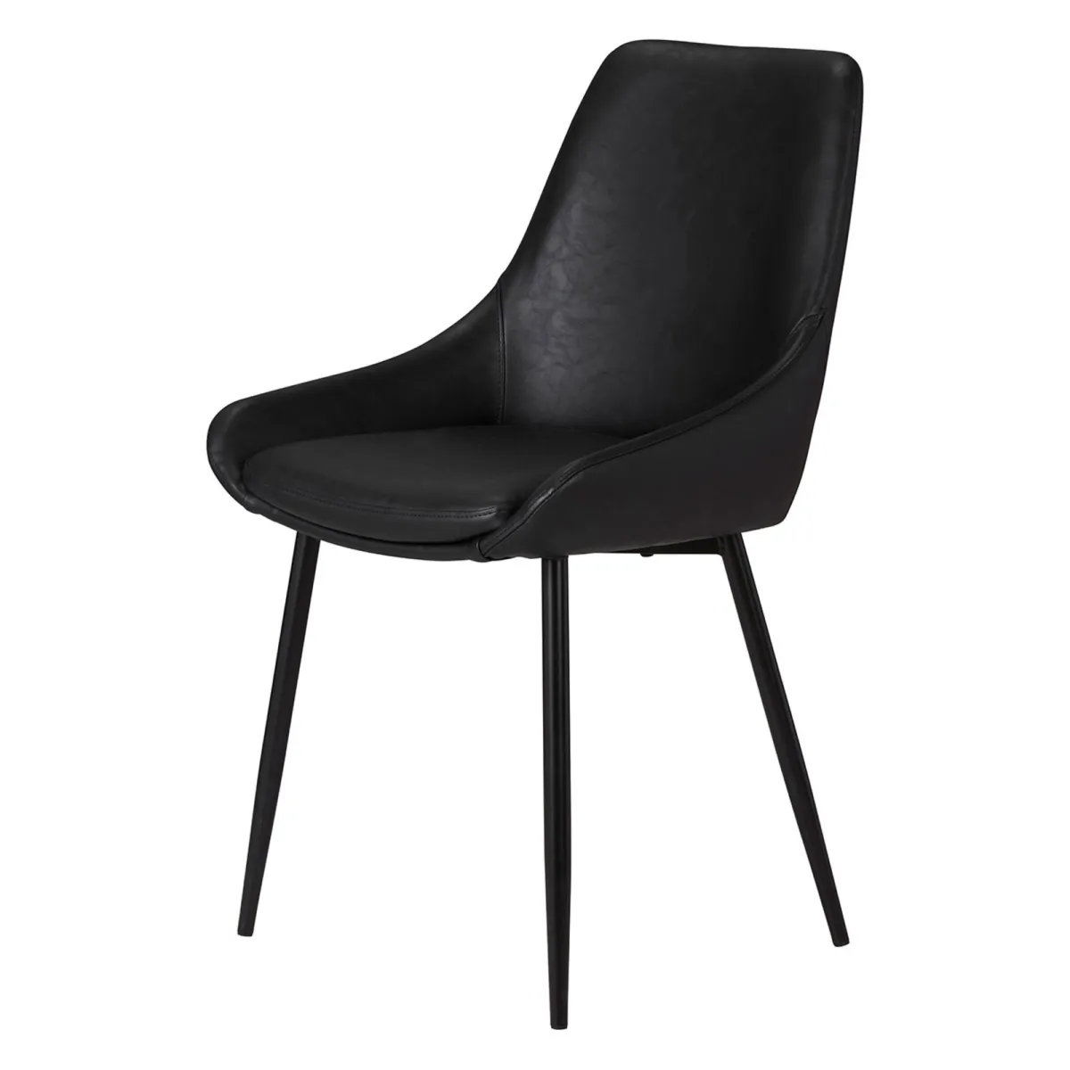LOT DE 2  Chaise en PU noir - L x P x H : 48 x 55 x 84 cm BARI