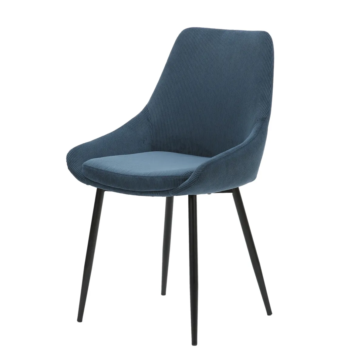 LOT DE 2  Chaise en velours c™telŽ bleu figuerolles - L x P x H :48 x 55 x 84 cm BARI