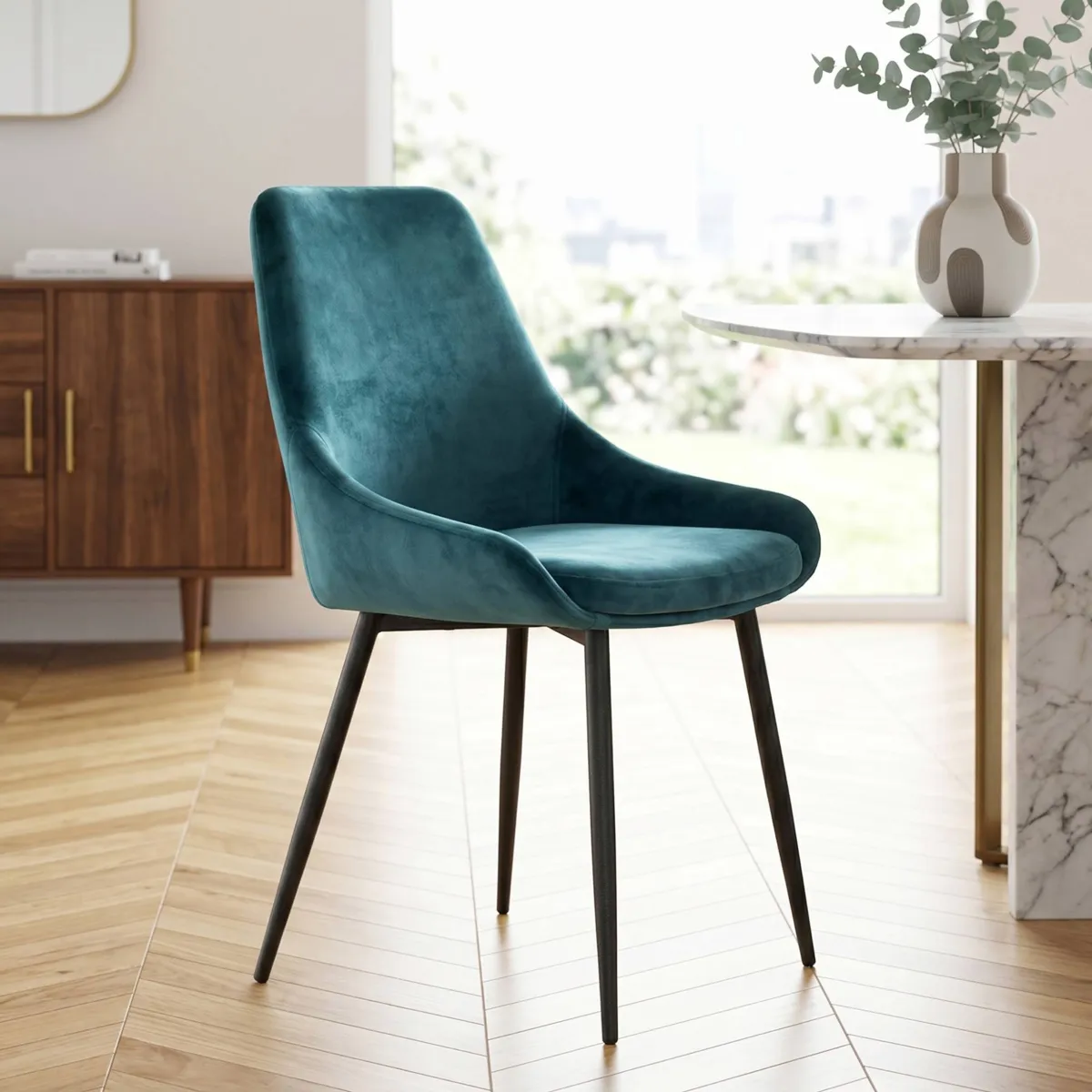 LOT DE 2  Chaise en velours bleu - LxPxH:48 x 55 x 84 cm BARI