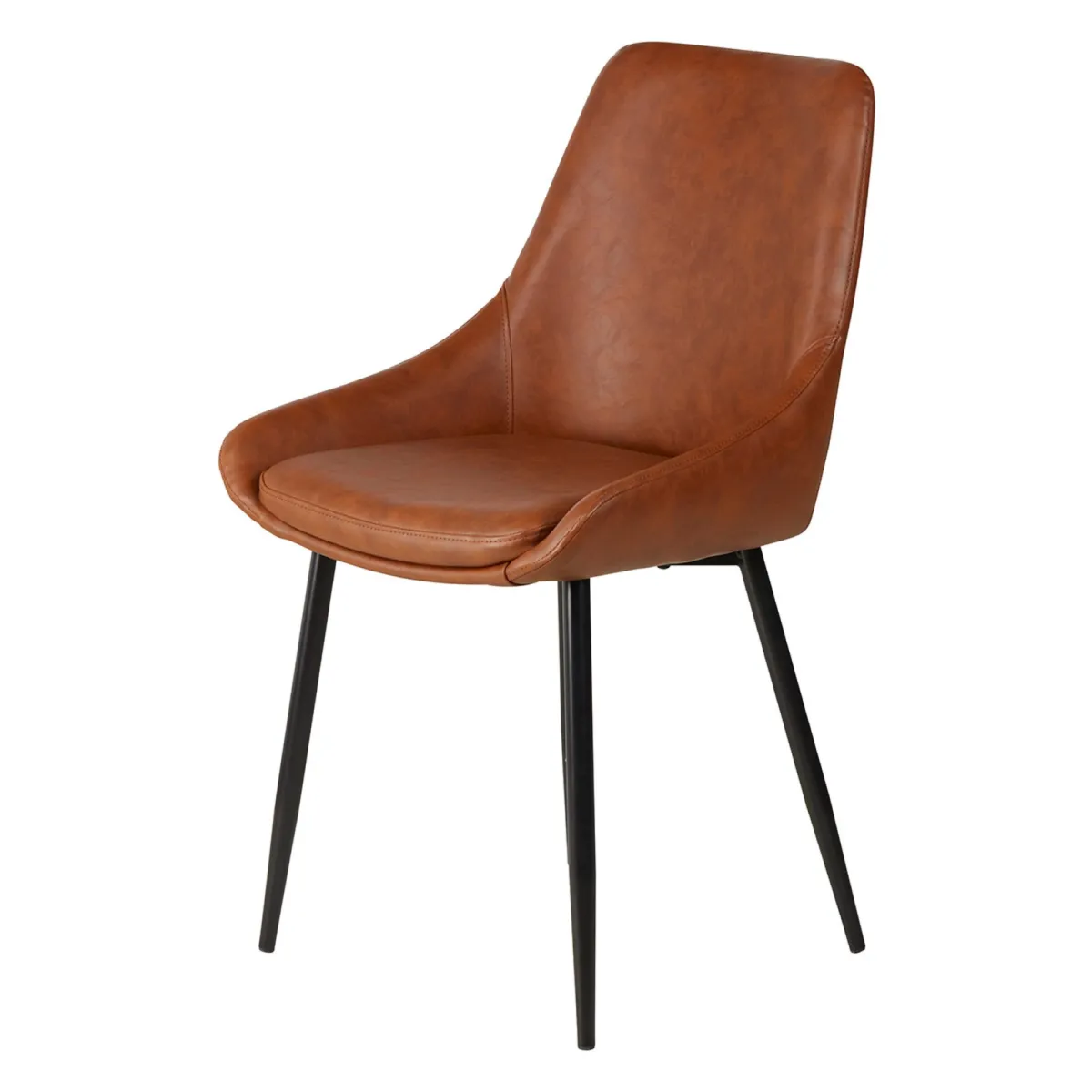 LOT DE 2  Chaise en PU marron - L x P x H : 48 x 55 x 84 cm BARI
