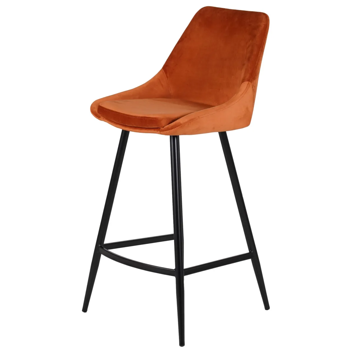 Lot de 2 chaises îlot central avec dossier velours (Assise 67cm) Juno Cognac