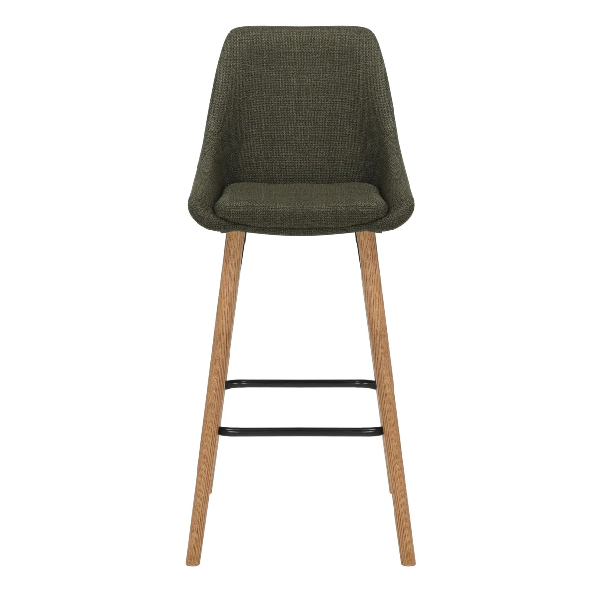 Lot de 2 chaises îlot central avec dossier tissu (Assise 67cm) Juno Vert kaki pied chêne