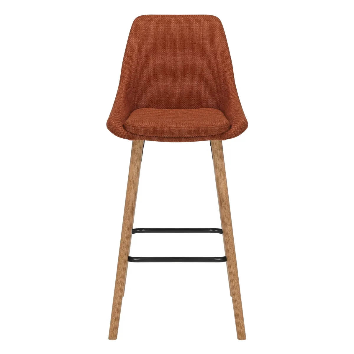 Set di 2 sedie per isola centrale con schienale in tessuto (Altezza seduta 67cm) Juno Cognac gambe in rovere