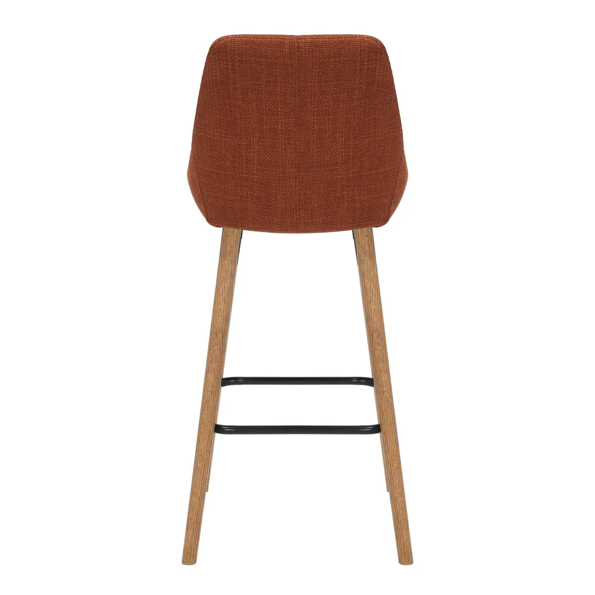 Set di 2 sedie per isola centrale con schienale in tessuto (Altezza seduta 67cm) Juno Cognac gambe in rovere