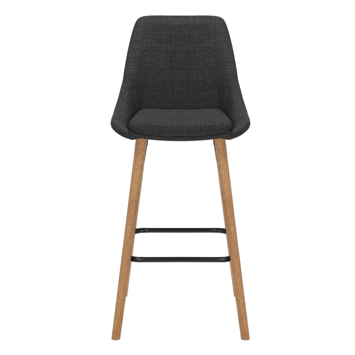 Set di 2 sedie per isola centrale con schienale in tessuto (Altezza seduta 67cm) Juno Grigio antracite gambe in quercia