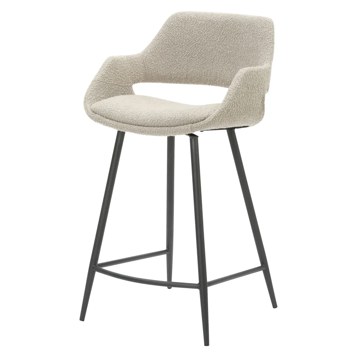 Set di 2 sedie per isola centrale con schienale in bouclé (seduta 65 cm) Soho Grigio chiaro