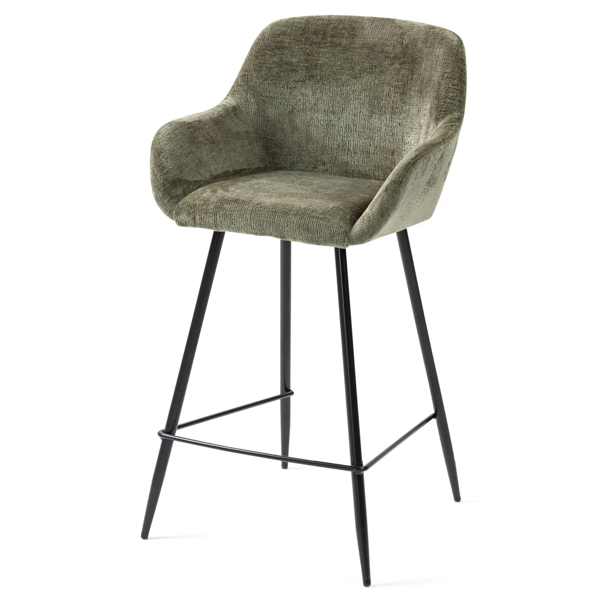 Set di 2 sedie per isola centrale con schienale in tessuto di velluto (Altezza seduta 65 cm) Zola Verde cachi
