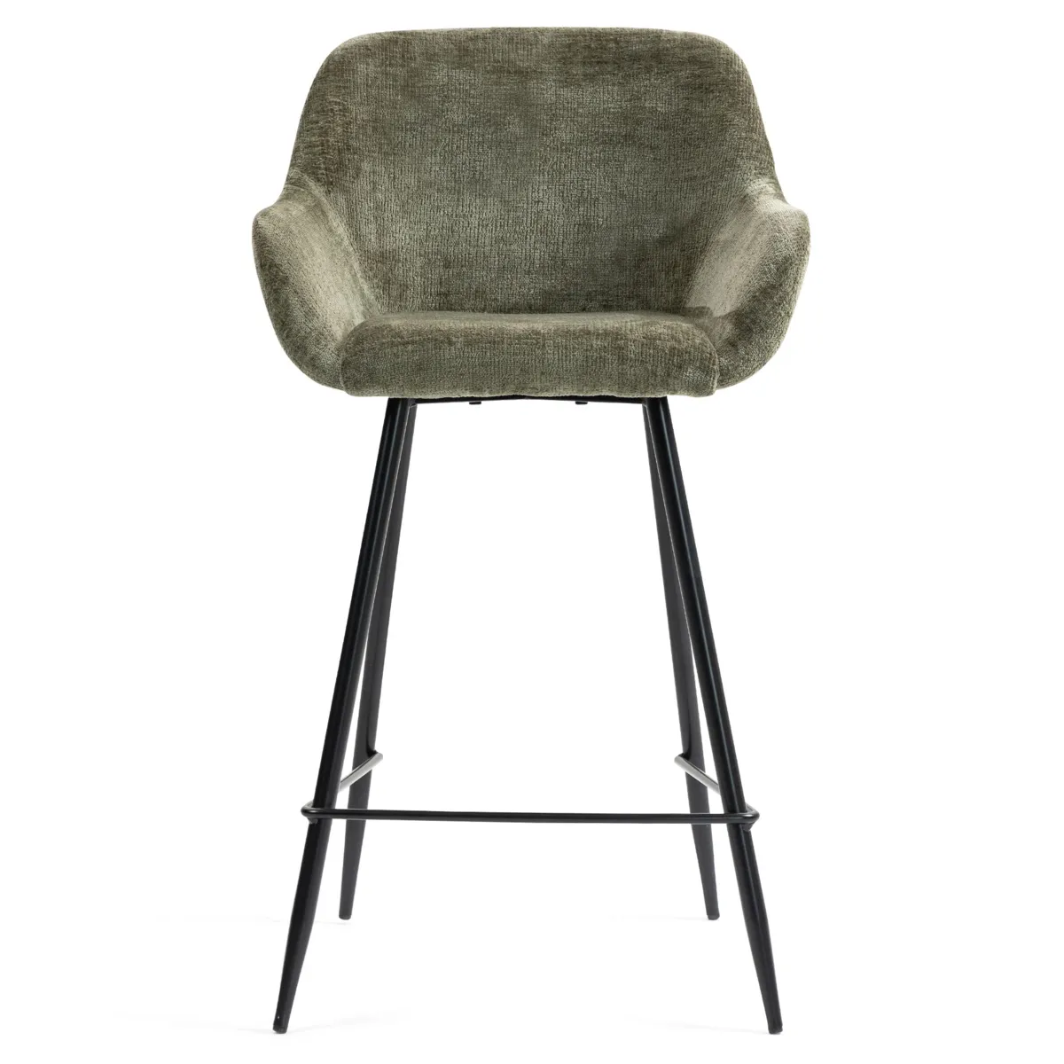 Set di 2 sedie per isola centrale con schienale in tessuto di velluto (Altezza seduta 65 cm) Zola Verde cachi