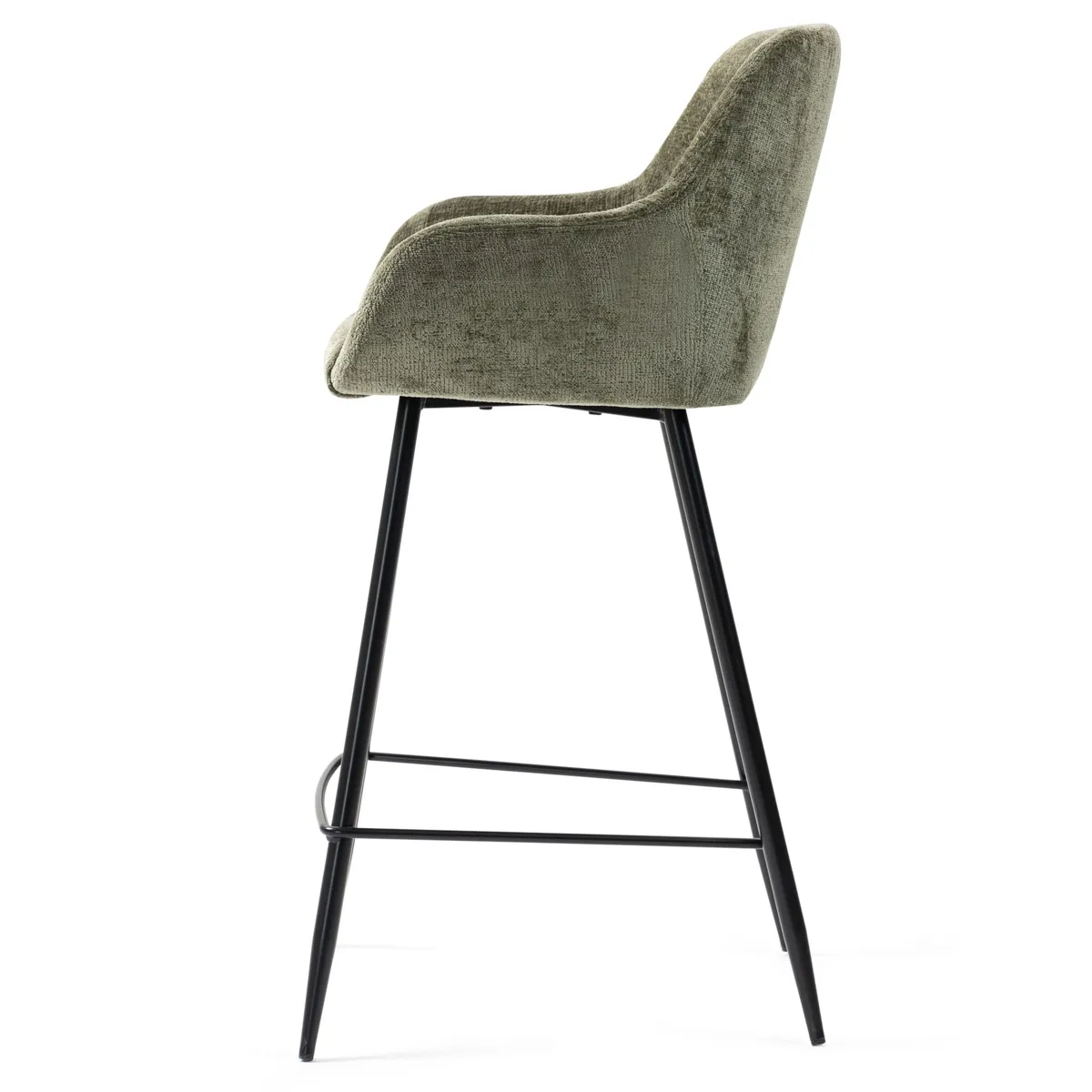 Set di 2 sedie per isola centrale con schienale in tessuto di velluto (Altezza seduta 65 cm) Zola Verde cachi
