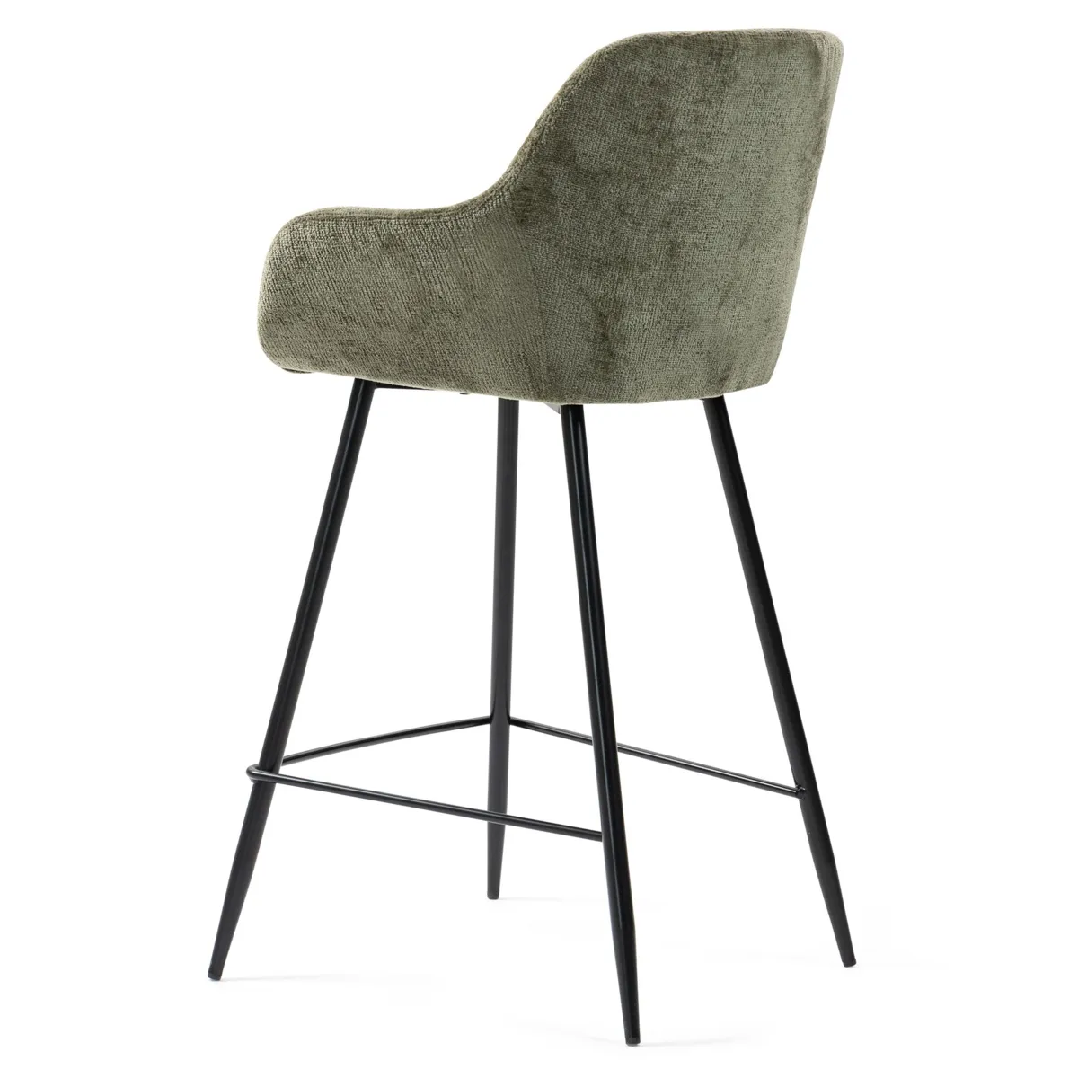 Set di 2 sedie per isola centrale con schienale in tessuto di velluto (Altezza seduta 65 cm) Zola Verde cachi