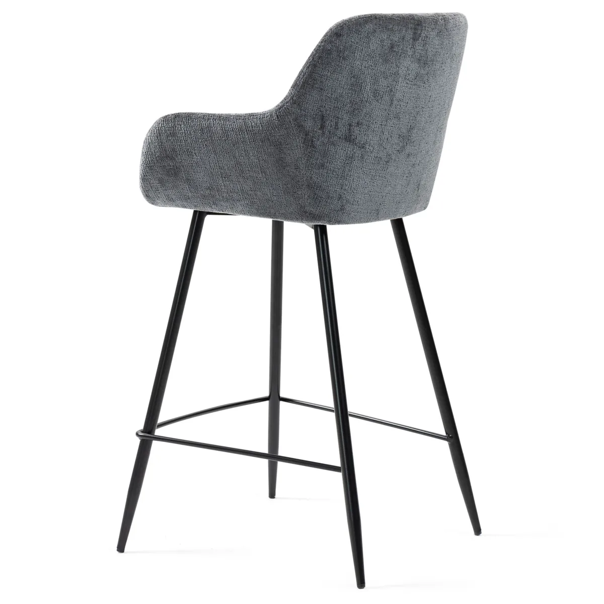 Set di 2 sedie per isola centrale con schienale in tessuto chenille (seduta 65cm) Zola Grigio