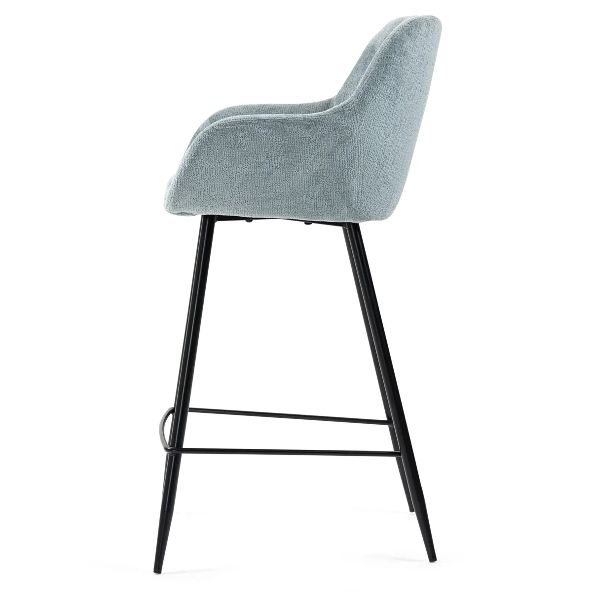 Set di 2 sedie per isola centrale con schienale in tessuto chenille (Altezza seduta 65cm) Zola Blu celadon