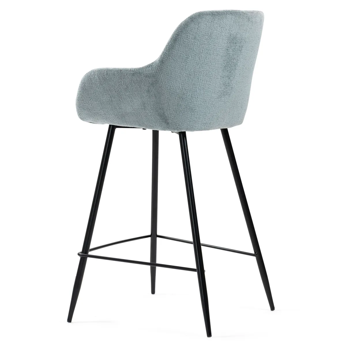 Set di 2 sedie per isola centrale con schienale in tessuto chenille (Altezza seduta 65cm) Zola Blu celadon