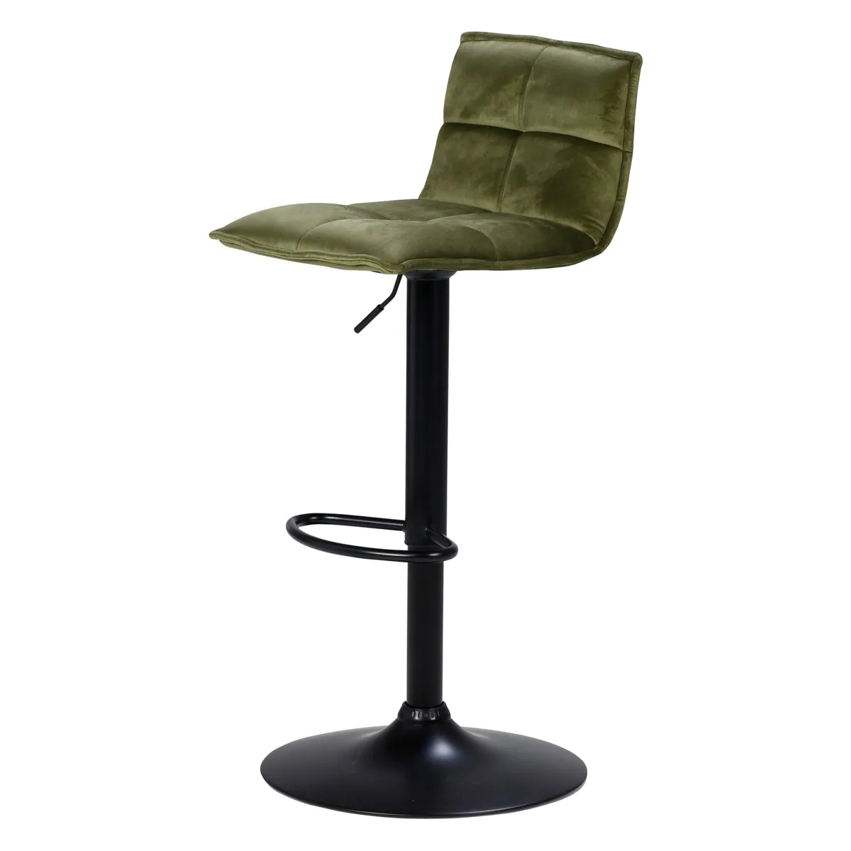 Set di 2 sgabelli da bar girevoli con schienale regolabile in altezza (seduta da 63 a 84 cm) Carly Verde oliva