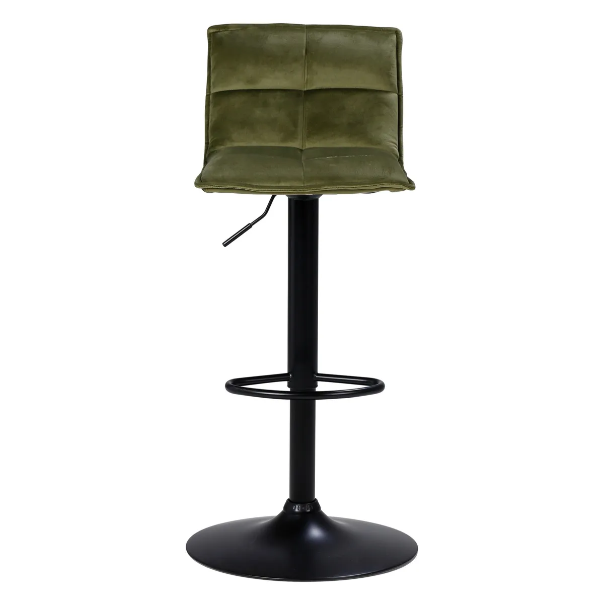 Set di 2 sgabelli da bar girevoli con schienale regolabile in altezza (seduta da 63 a 84 cm) Carly Verde oliva