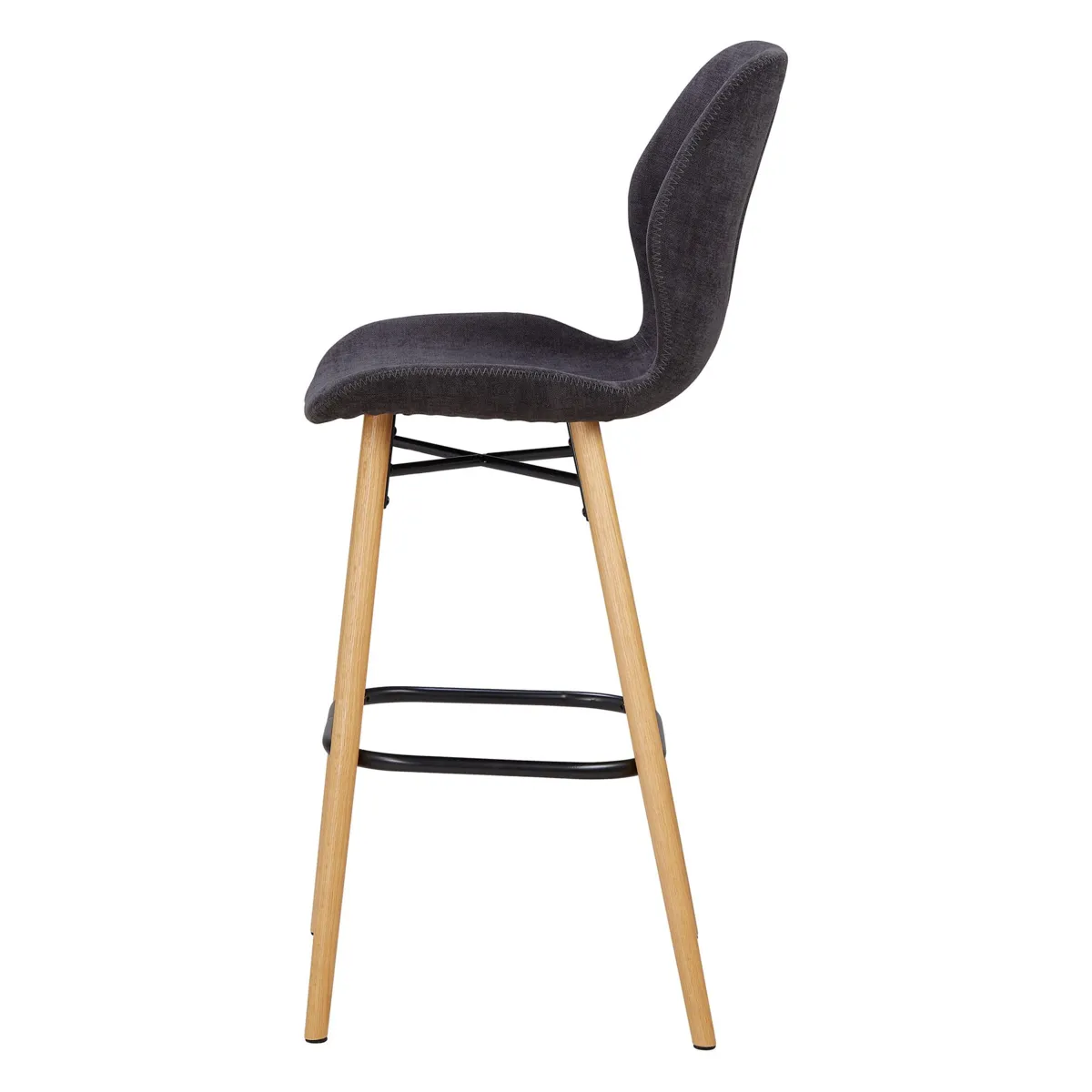 Lot de 2 chaises îlot central avec dossier tissu (Assise 65cm) Malika Noir