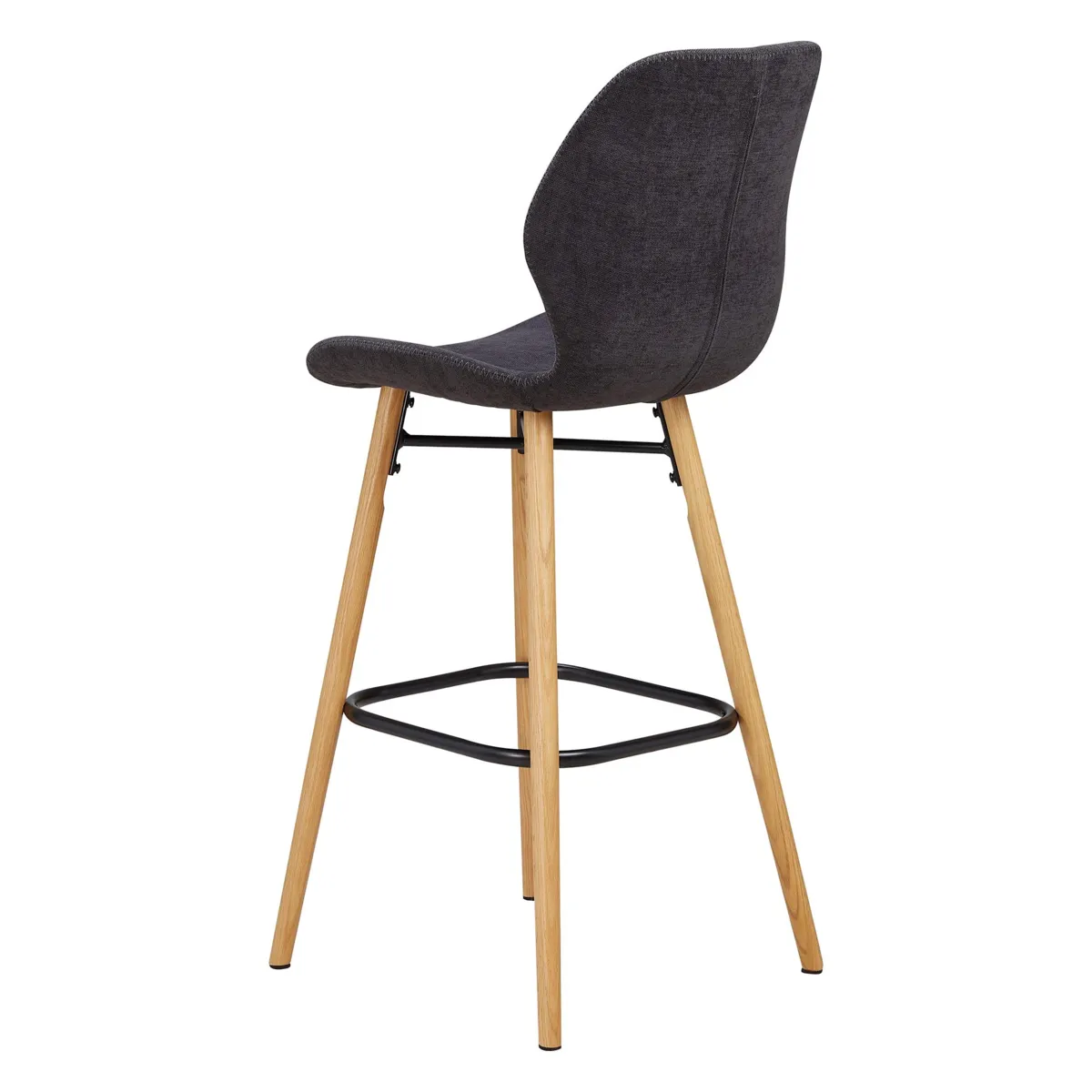 Set aus 2 Barhockern mit Stoff-Rückenlehne (Sitzhöhe 65 cm) Malika Schwarz