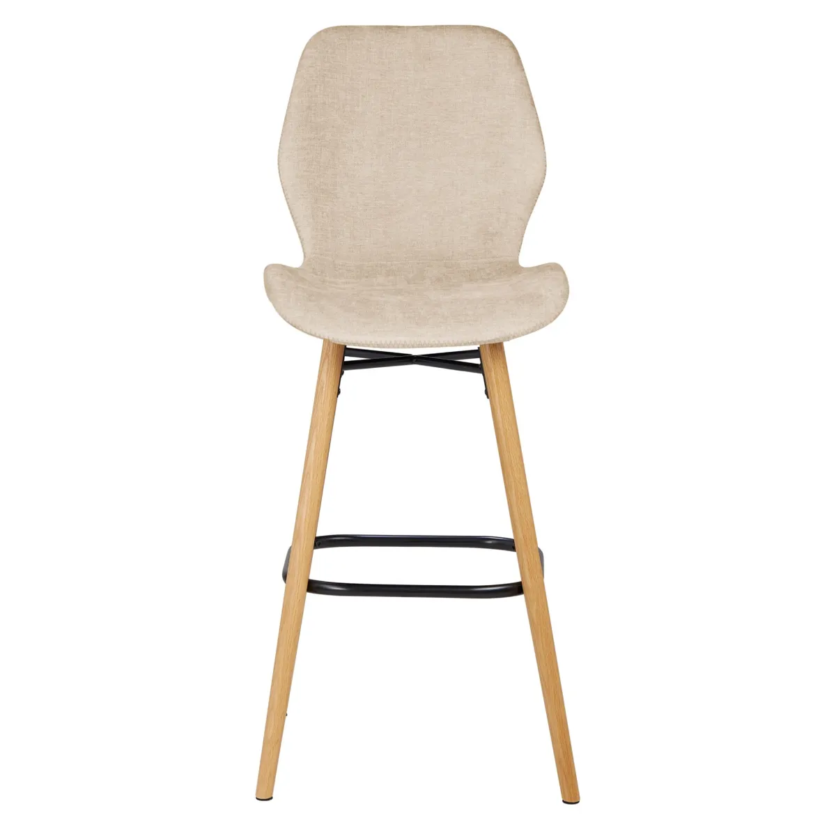 Set di 2 sedie per isola centrale con schienale in tessuto (Altezza seduta 65cm) Malika Beige sabbia