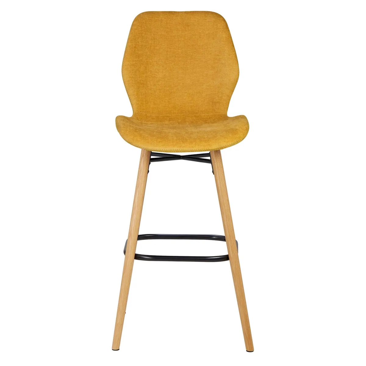 Set di 2 sedie per isola centrale con schienale in tessuto (Altezza seduta 65cm) Malika Giallo senape
