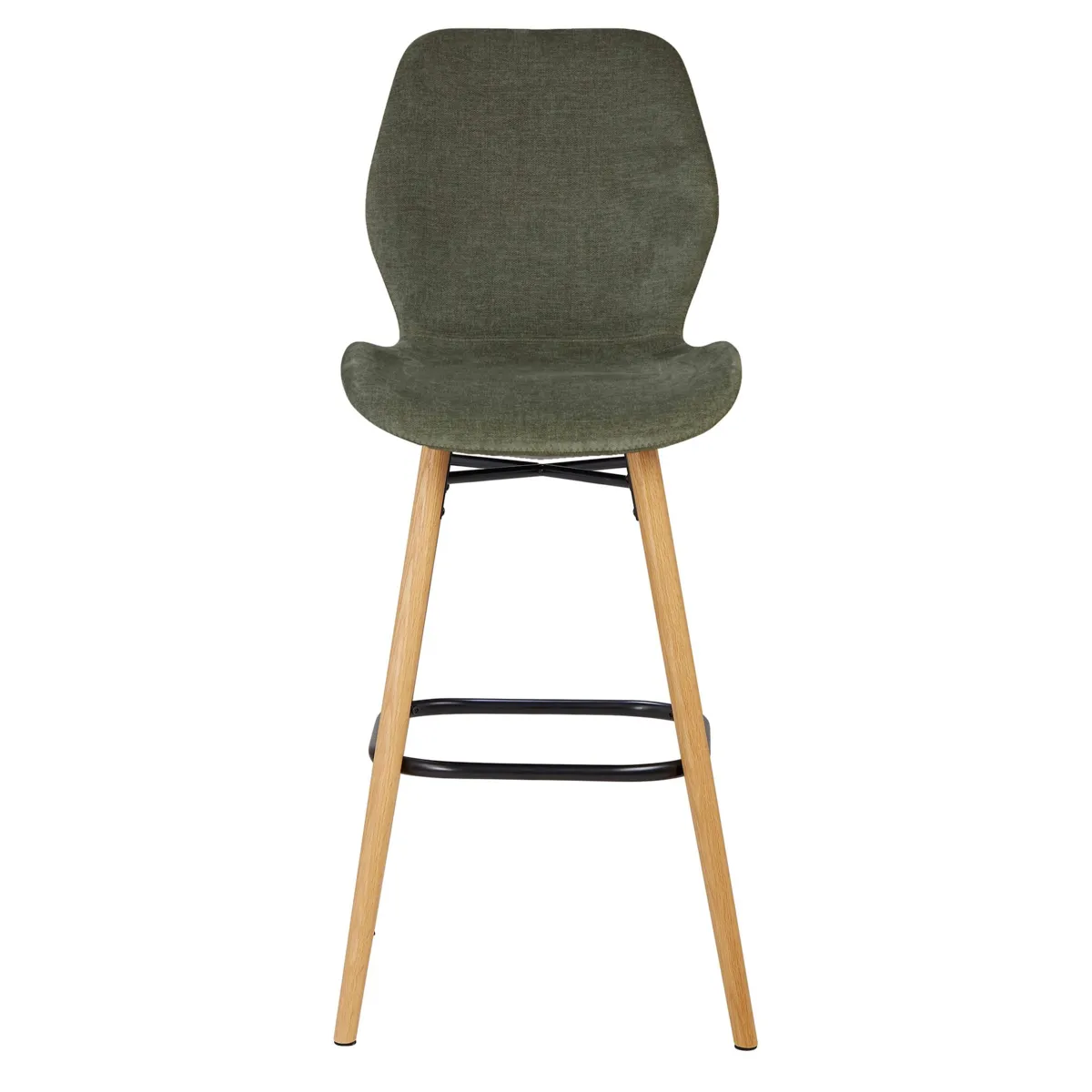 Set di 2 sedie per isola centrale con schienale in tessuto (Altezza seduta 65 cm) Malika Verde bottiglia