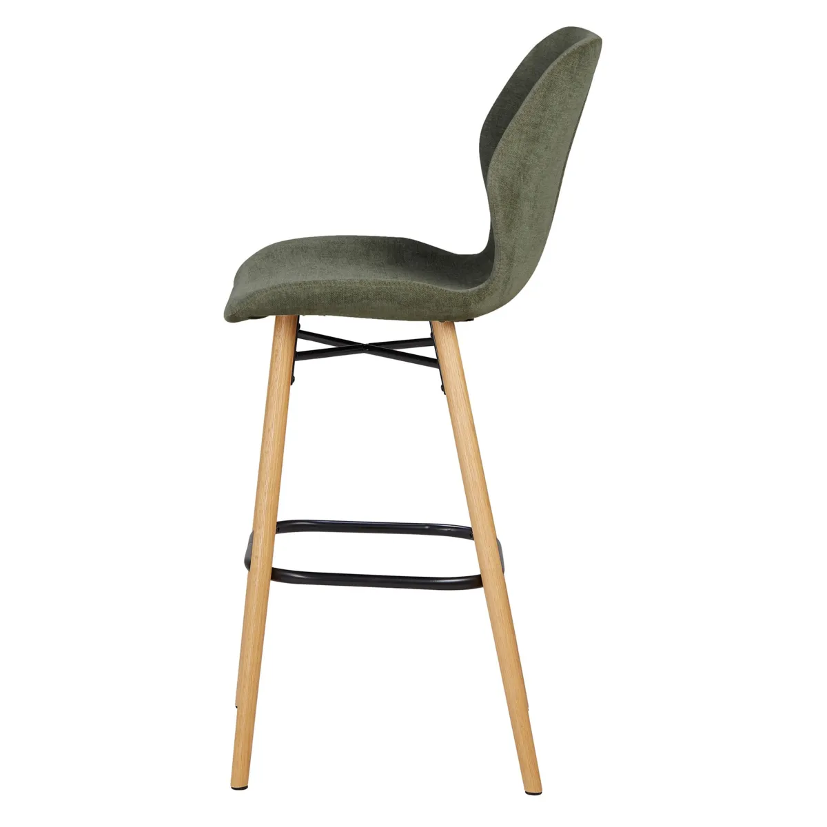 Set di 2 sedie per isola centrale con schienale in tessuto (Altezza seduta 65 cm) Malika Verde bottiglia