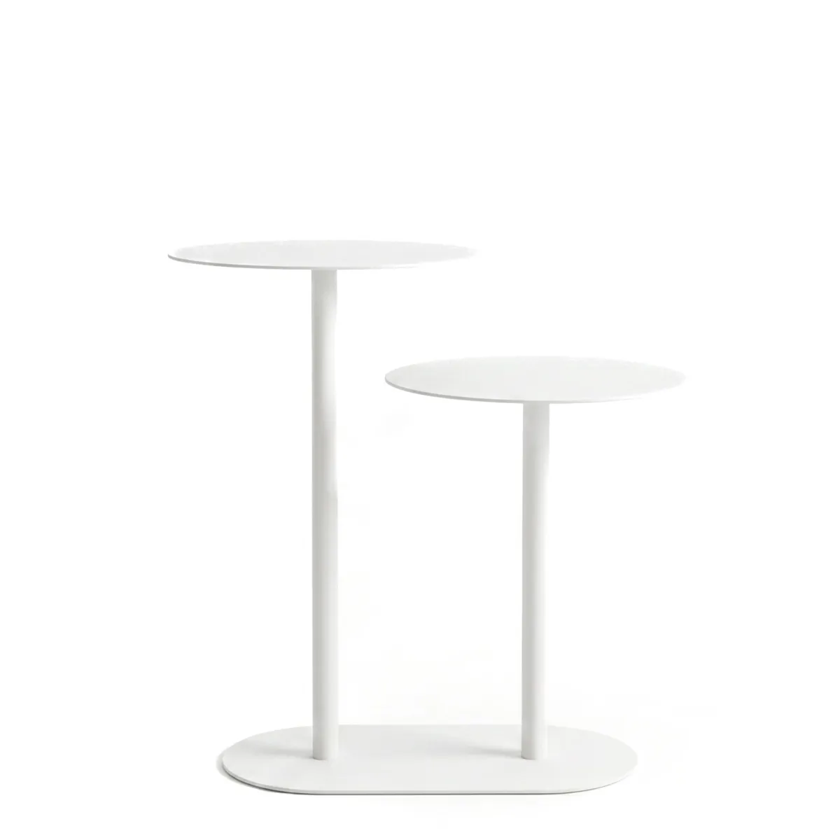 Tavolino in metallo a 2 livelli (H53 cm) Luga Bianco