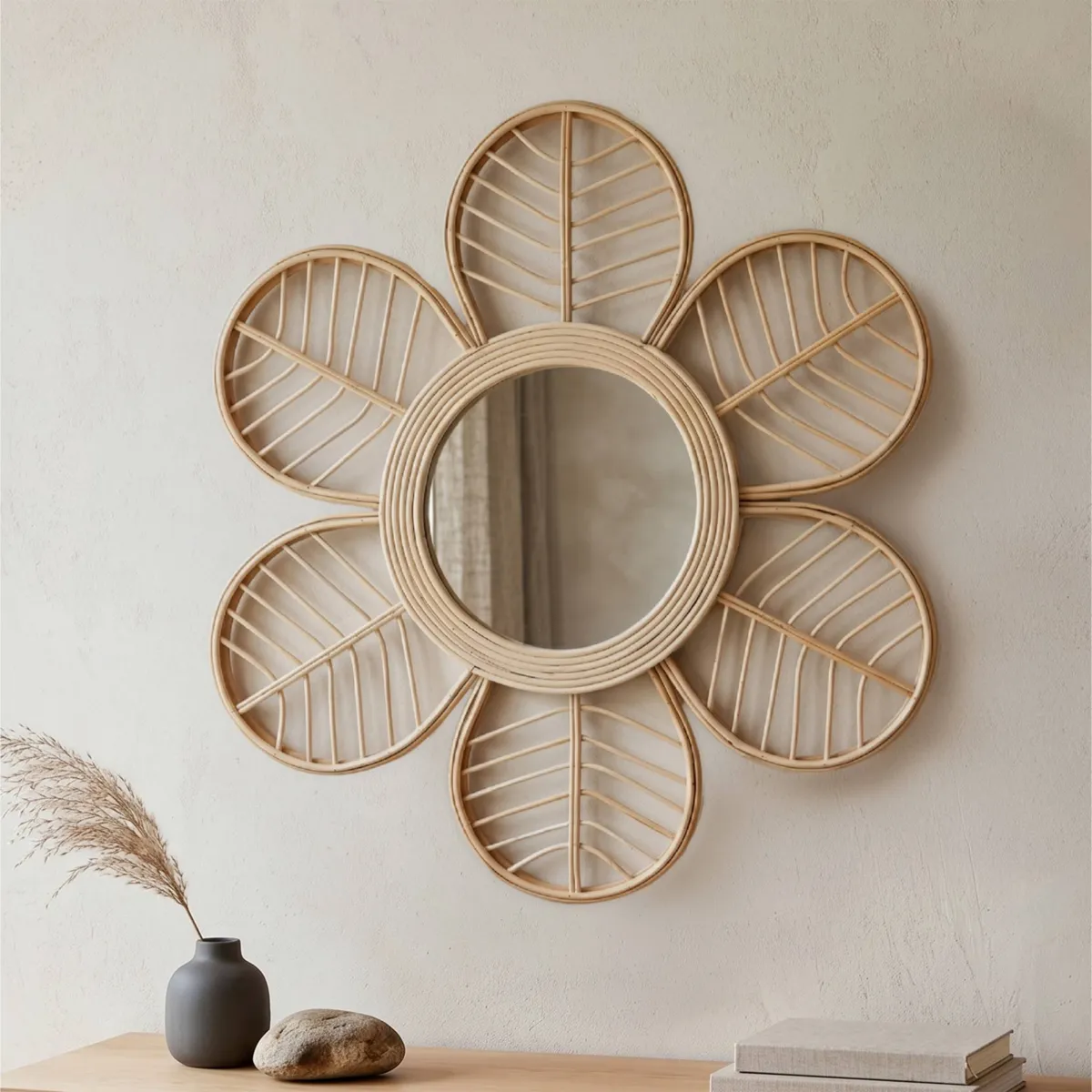 Specchio da parete con cornice in legno (44,5 cm) Nova Naturale
