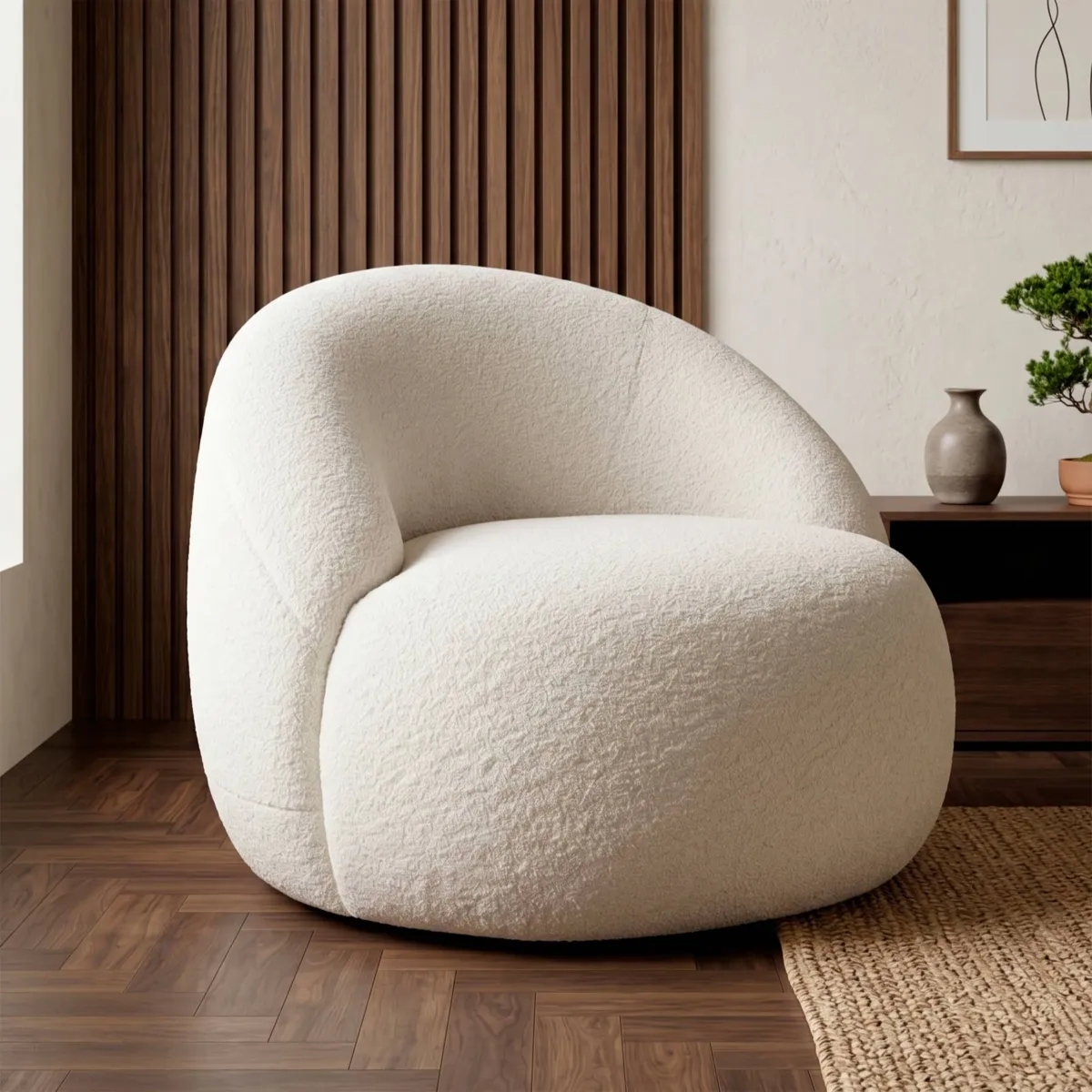Poltrona in bouclé (H66 cm) Lexy Bianco