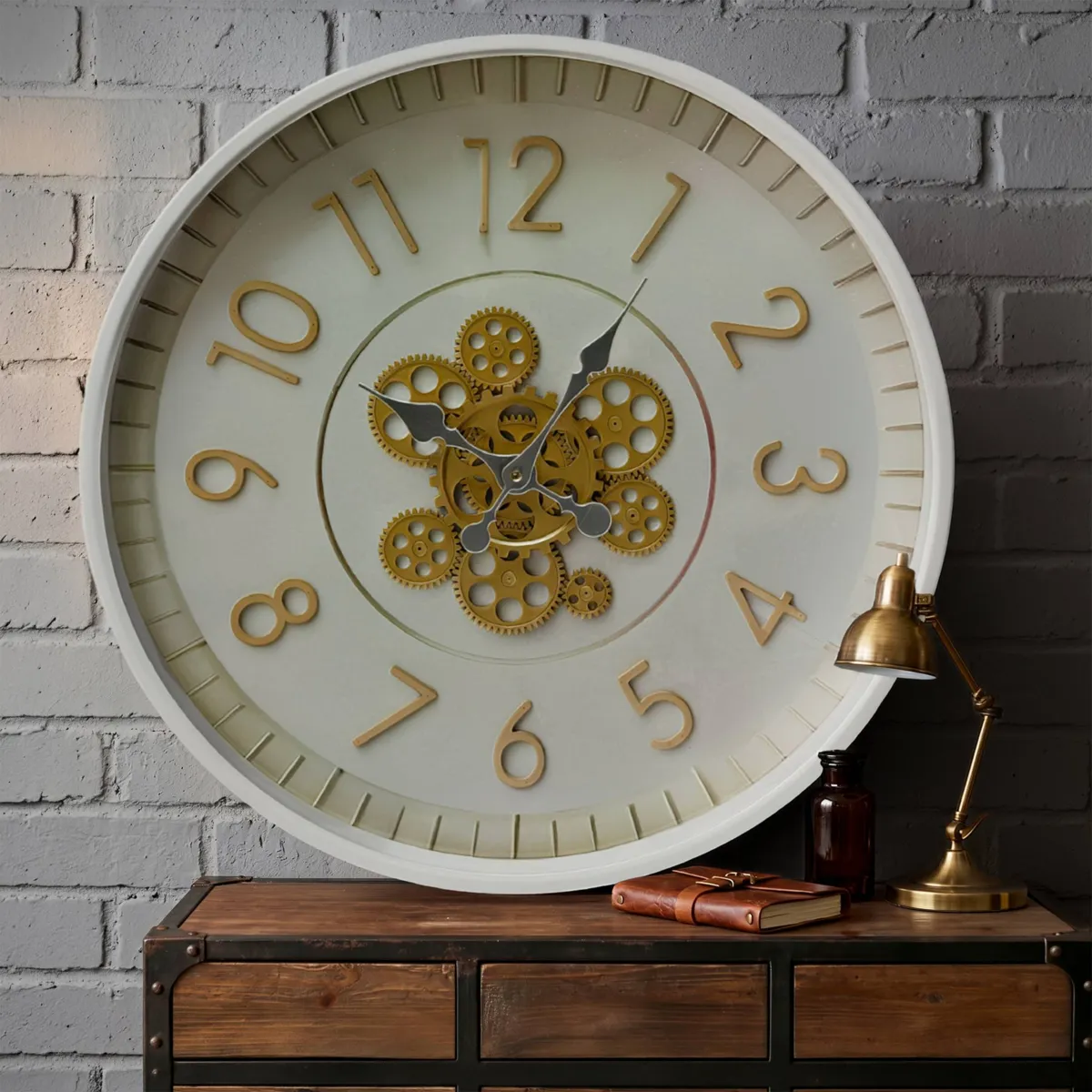 Orologio da parete rotondo in metallo (55 cm) Torino Crema