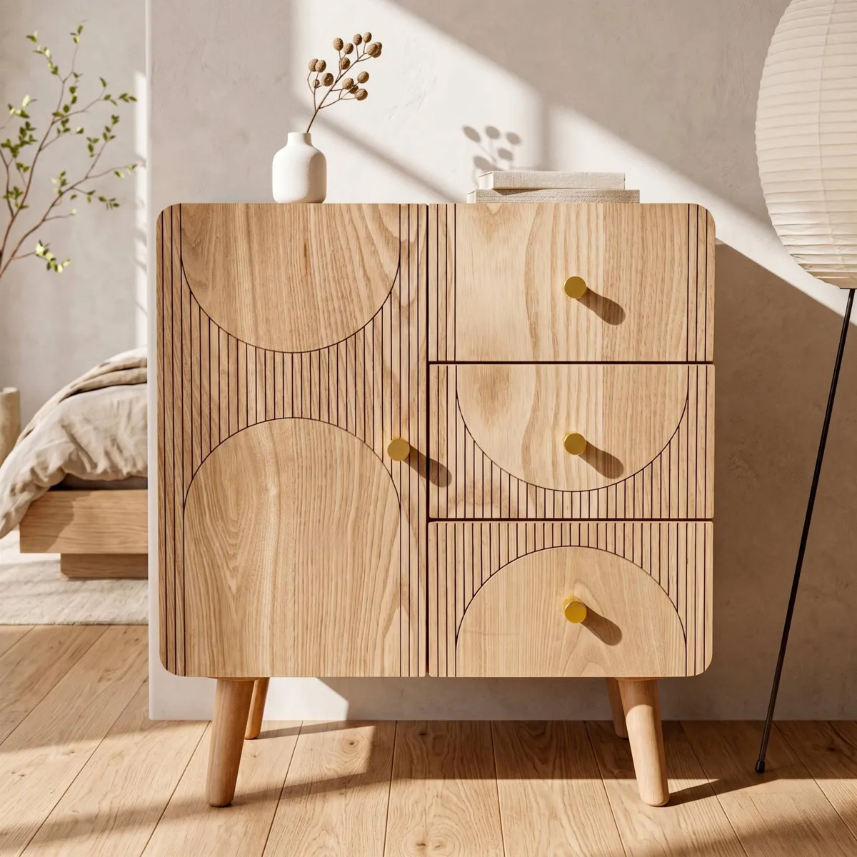 Comò cassettiera 3 cassetti legno (H70 cm) Mila Naturale