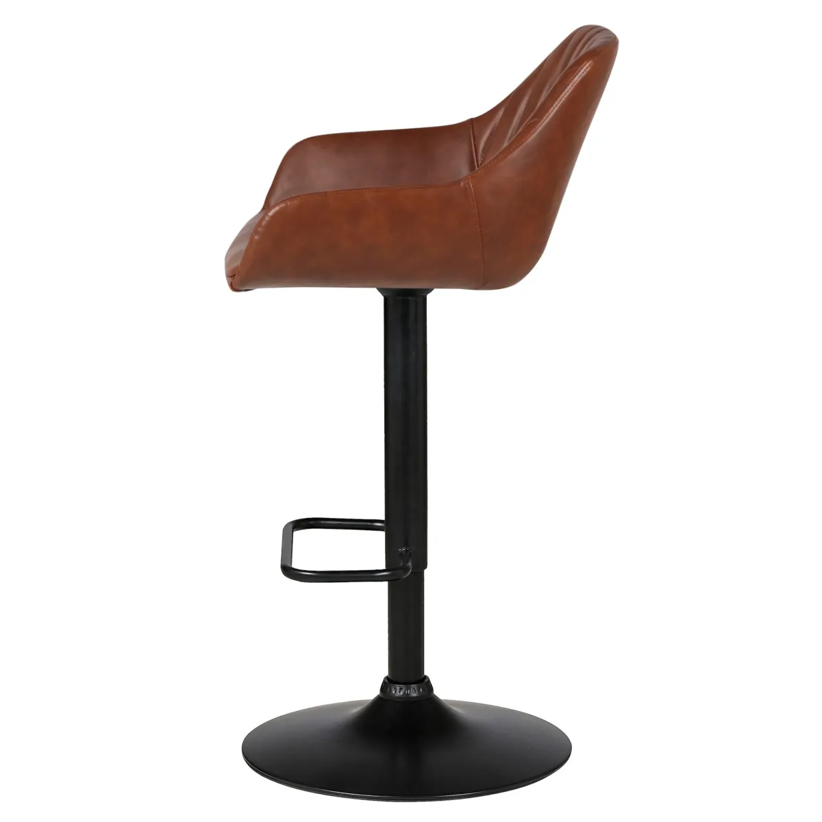 Sgabello isola centrale girevole con schienale in similpelle (Altezza regolabile 62/83 cm) Zila Marrone