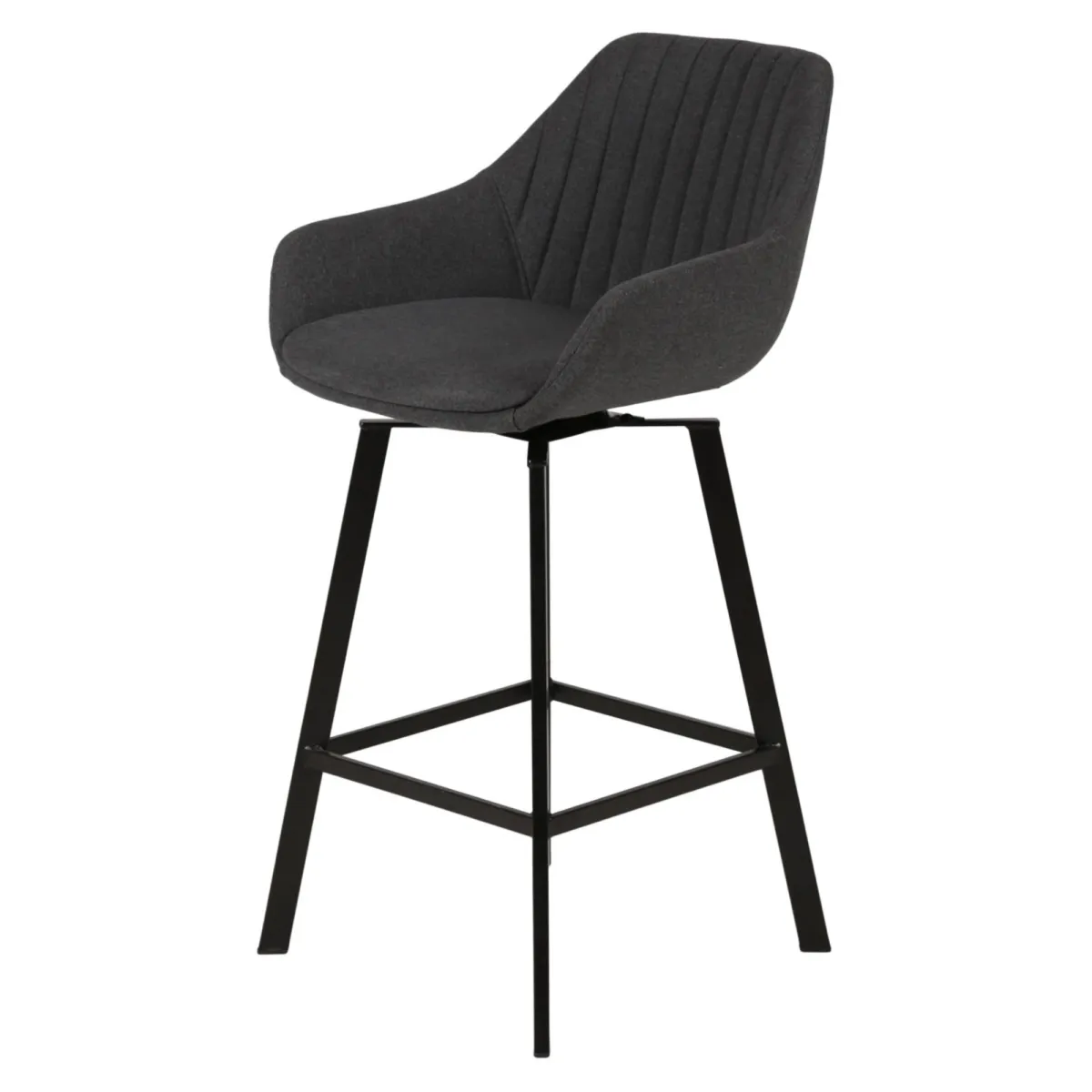 Set di 2 sgabelli da bar girevoli con schienale in tessuto (Altezza seduta 75cm) Zila Grigio scuro