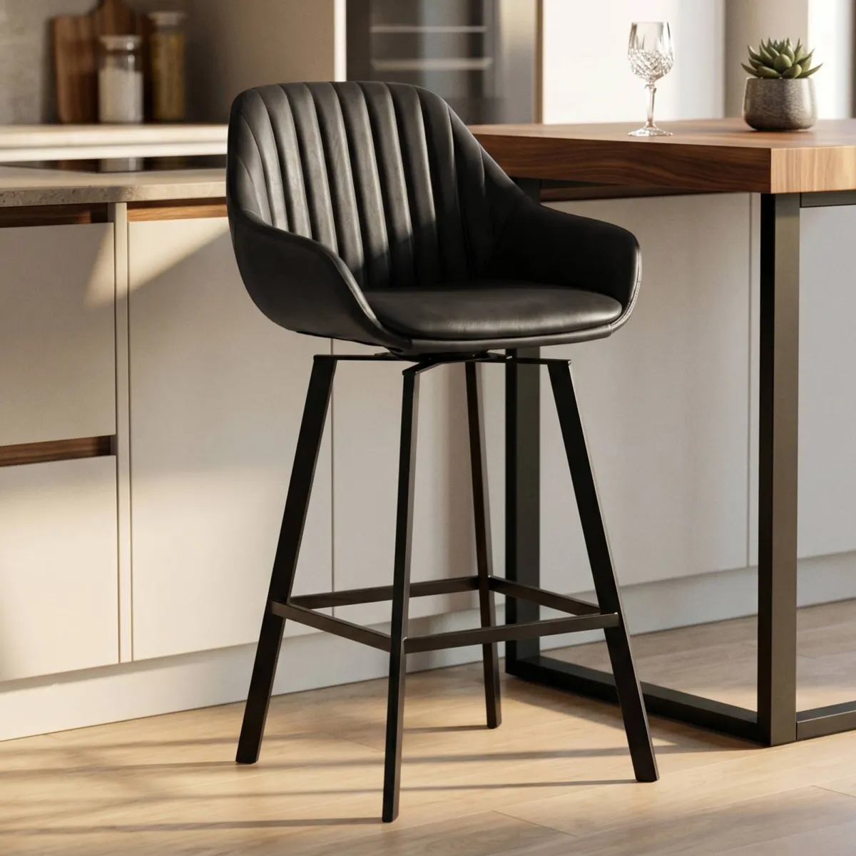 Set di 2 sgabelli da bar girevoli con schienale (Altezza seduta 75cm) Zila Nero