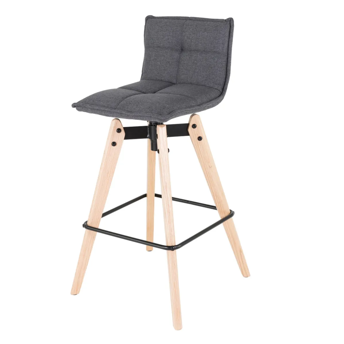 Sgabello da bar girevole con schienale in tessuto (Altezza seduta 75cm) Osla Grigio scuro