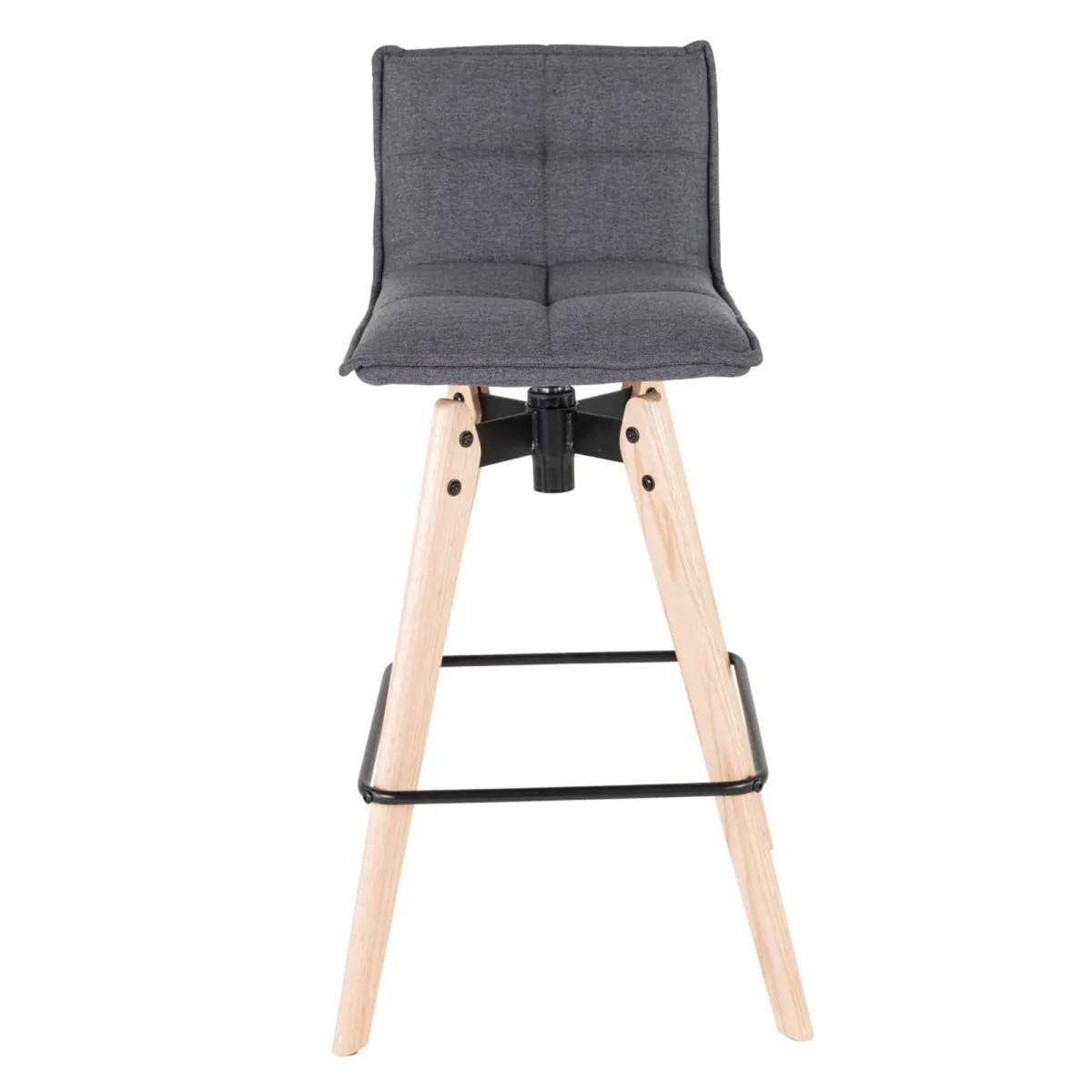 Sgabello da bar girevole con schienale in tessuto (Altezza seduta 75cm) Osla Grigio scuro