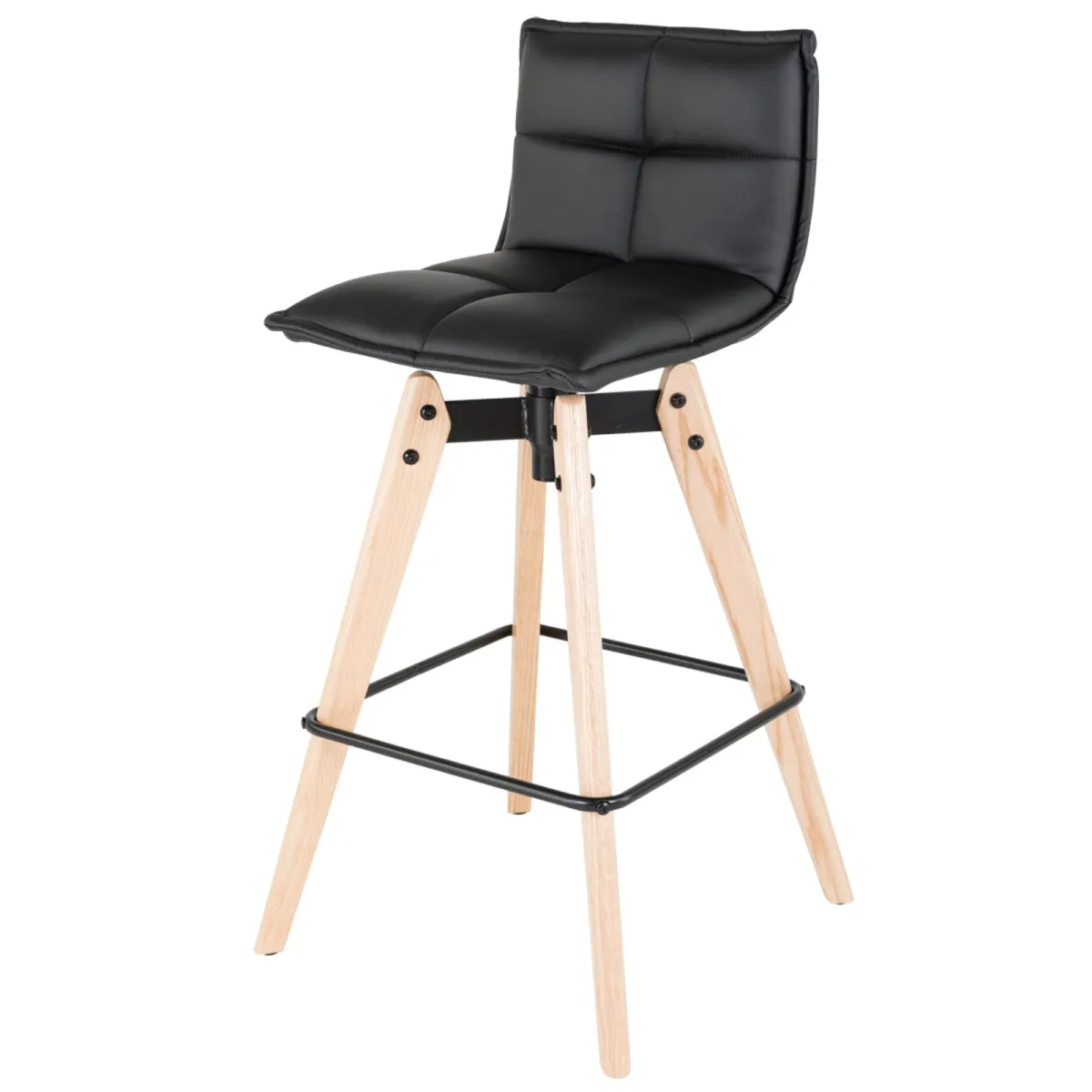 Sgabello da bar girevole con schienale (Altezza seduta 75cm) Osla Nero