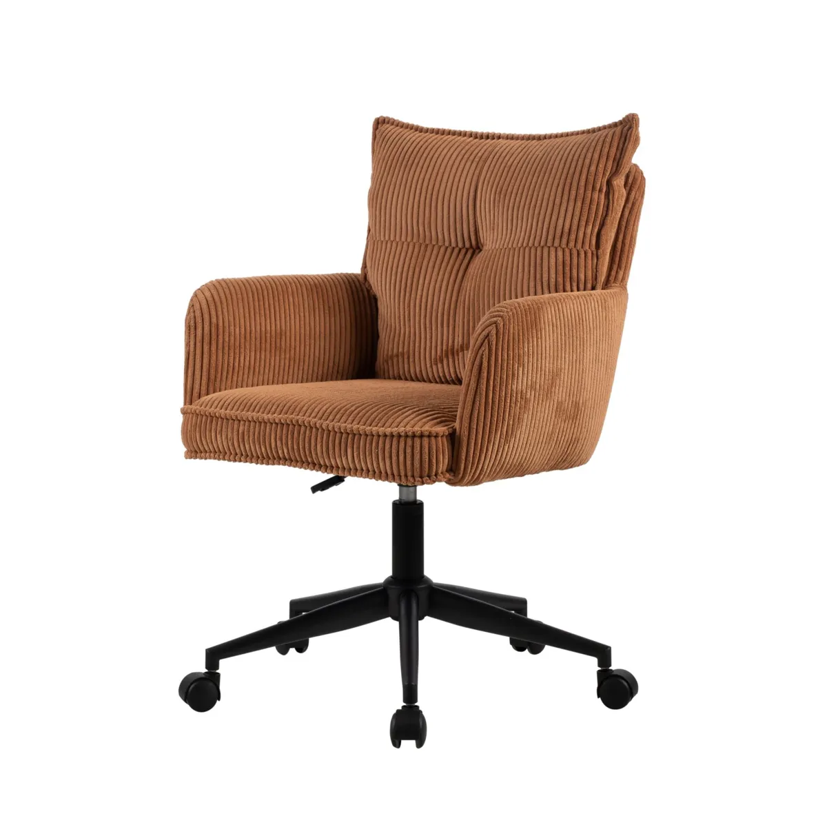 Sedia da ufficio con ruote in velluto a coste regolabile in altezza (seduta da 46 a 54 cm) Nuva Caramello 
