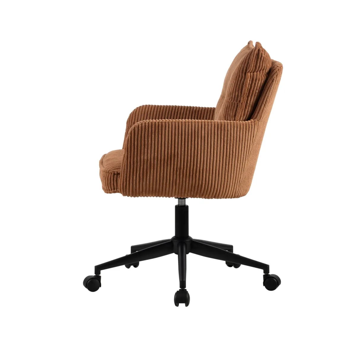 Sedia da ufficio con ruote in velluto a coste regolabile in altezza (seduta da 46 a 54 cm) Nuva Caramello 
