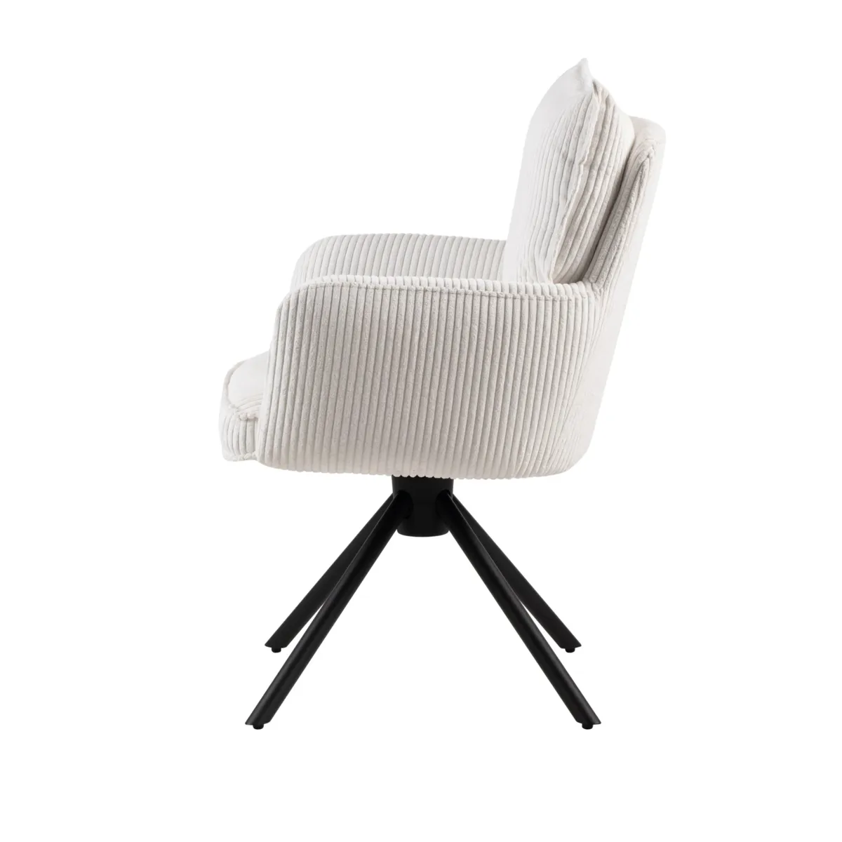 Sedia da pranzo girevole in velluto a coste (seduta 48 cm) Nuva Bianca