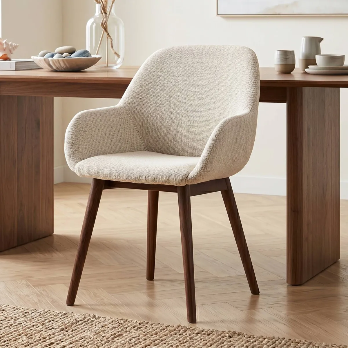 Set di 2 sedie da pranzo in tessuto (seduta 48 cm) Elia Beige
