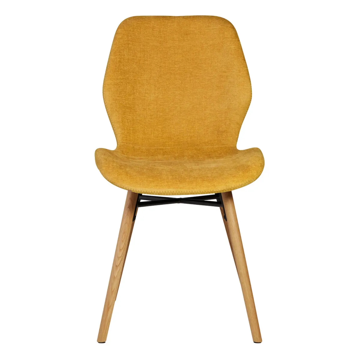 Lot de 2 chaises de salle à manger tissu texturé (Assise 46 cm) Malika Jaune moutarde