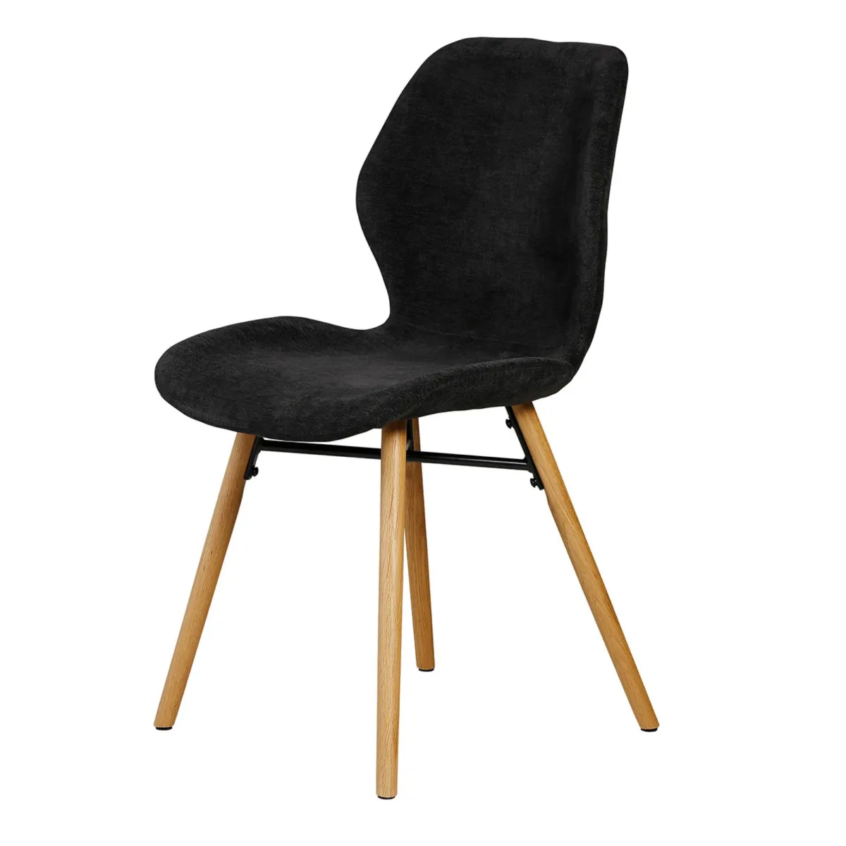 Lot de 2 chaises de salle à manger tissu texturé (Assise 46 cm) Malika Noir