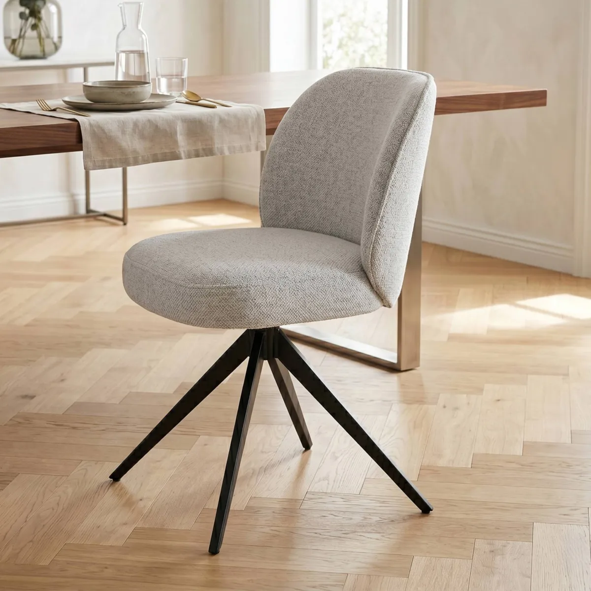 Set di 2 sedie da pranzo girevoli (seduta 51 cm) Spina Beige