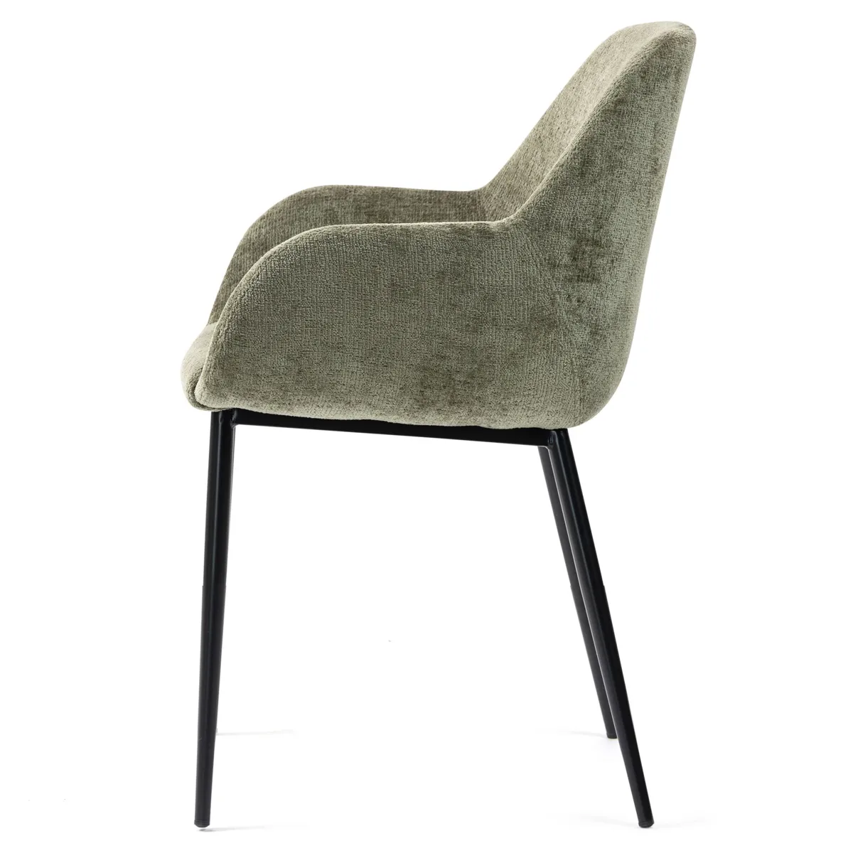 Lot de 2 chaises de salle à manger tissu chenillé (Assise 48 cm) Zola Vert kaki