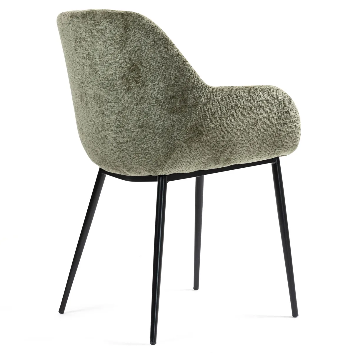 Lot de 2 chaises de salle à manger tissu chenillé (Assise 48 cm) Zola Vert kaki