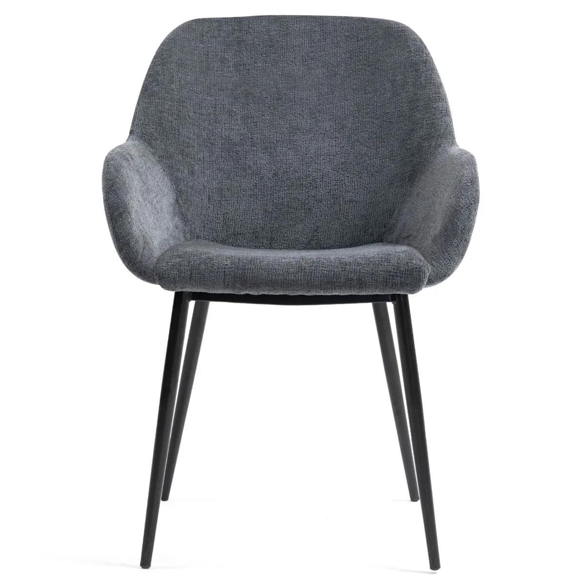 Lot de 2 chaises de salle à manger tissu chenillé (Assise 48 cm) Zola Gris foncé