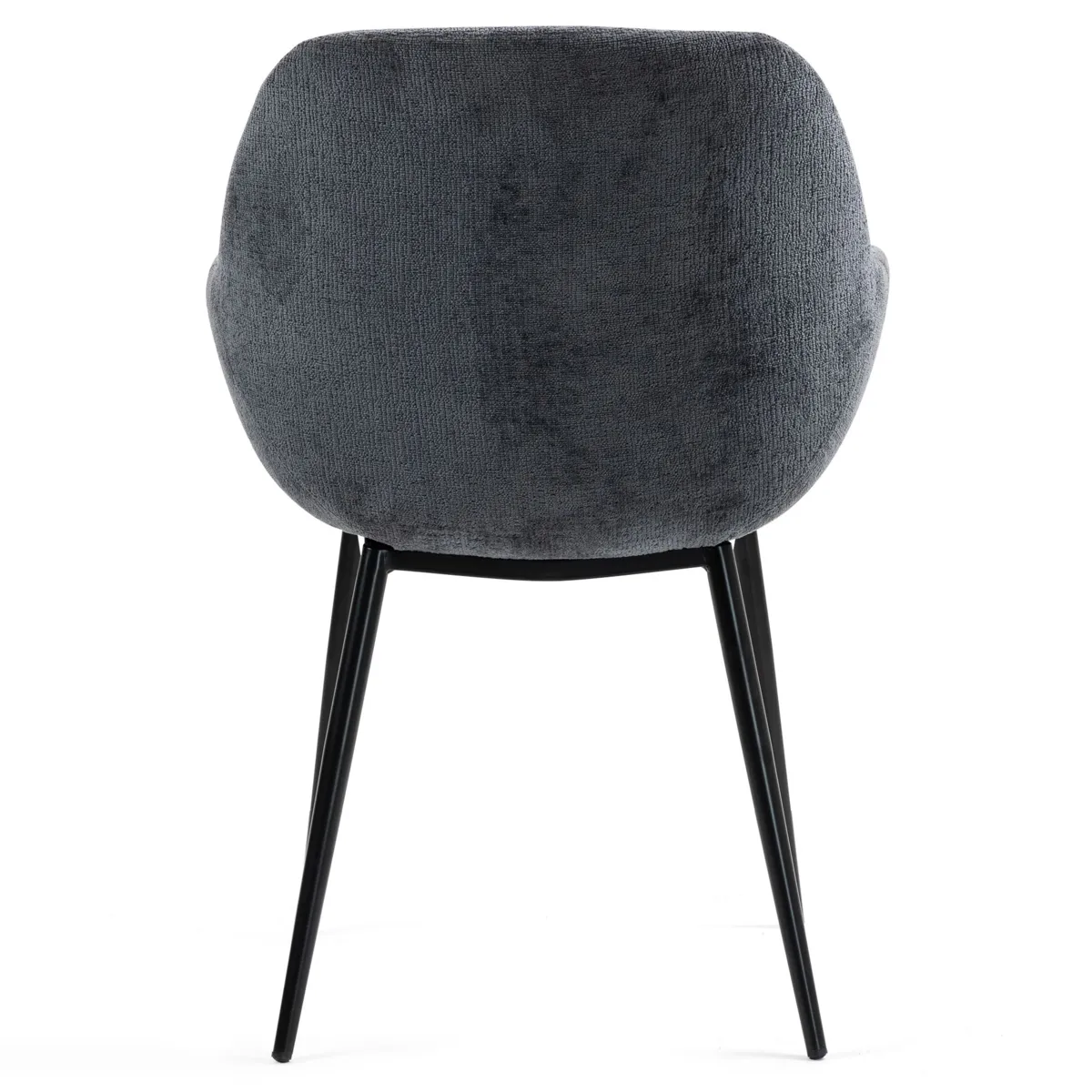 Lot de 2 chaises de salle à manger tissu chenillé (Assise 48 cm) Zola Gris foncé