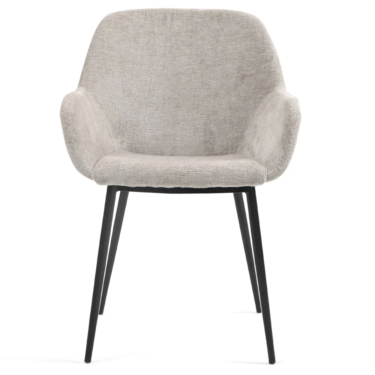 Set di 2 sedie da pranzo in tessuto chenille (seduta 48 cm) Zola Tortora